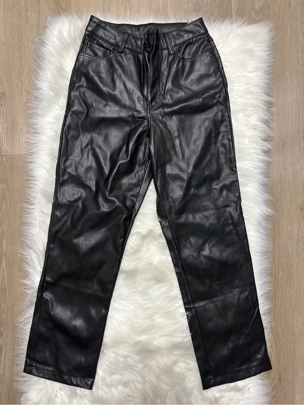 Ci Sono Black Faux‎ Leather Trim Leggings
